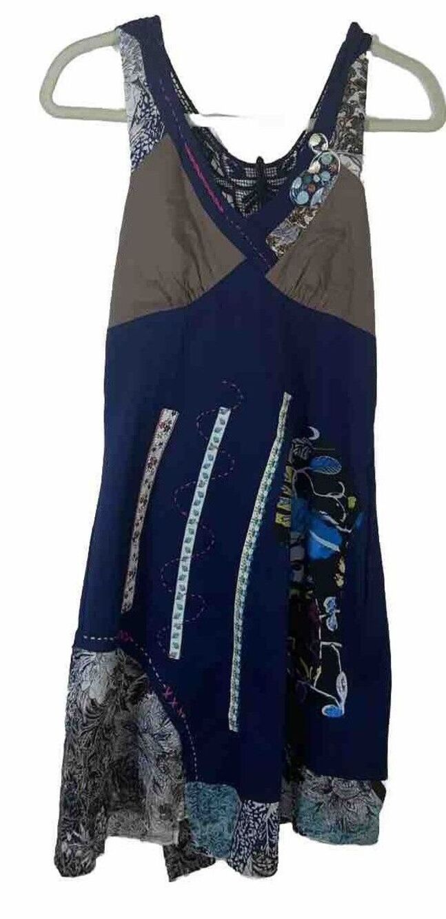 Toi Et Moi Gresha Women’s Sleeveless A-line Mini Dress Size M Patchwork Boho
